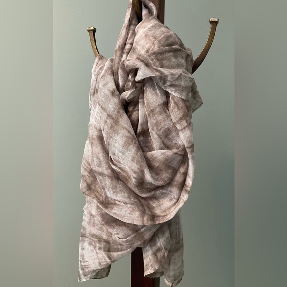 Chico's Neutral Colored Plaid Wool Blend Scarf 23 x 72" NWT - Picture 2 of 8